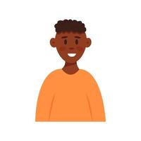 avatar de hombre joven sonriente en estilo de dibujos animados plana. lindo personaje masculino vectorial. retrato de niño aislado en fondo blanco para redes sociales, web, chat vector