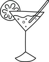 cóctel martini con limón al estilo garabato vector