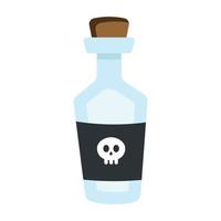 botella de ron pirata o botella de veneno etiqueta negra con calavera vector