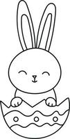 Easter Bunny in Egg in Doodle Style vector