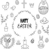 Set of Easter Doodles for Easter Happy Easter vector