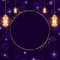 Ramadan background for social media post design template. Islamic banner ads with luxury purple gold effect. Ramadan poster. Vector illustration