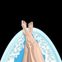 pies de mujer en el baño dibujos animados aislado fondo blanco vector