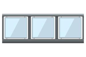 glass railing cartoon style isolated white background vector