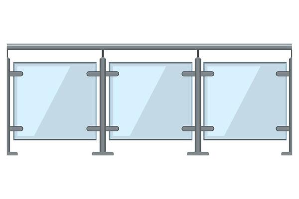 glass railing cartoon style isolated white background