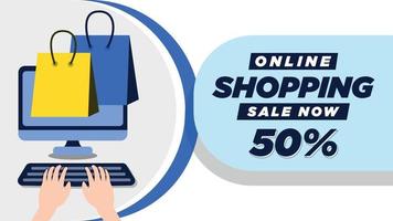 online shopping banner design template mega sale vector