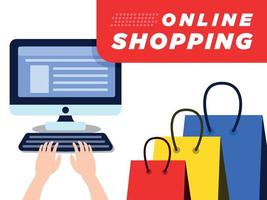 online shopping banner design template vector