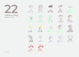 Labour Day Avatars Icon In Flat Style vector