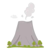 Smoking volcano in cartoon style
