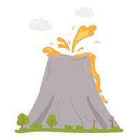 volcán en erupción en estilo de dibujos animados vector