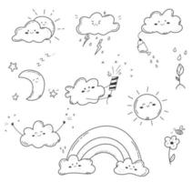 Doodle sky objects vector