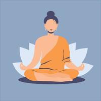 Meditating Buddha in lotus pose vector
