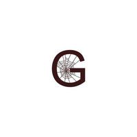 Letter G  with spider web icon design template vector