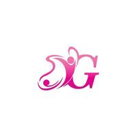 Letter G butterfly and success human icon logo design illustration vector