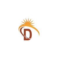 Letter D with sun ray icon logo design template illustration vector