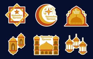 Flat Ramadan Stickers Set vector