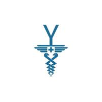 Letter Y with caduceus icon logo design vector