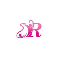 Letter R butterfly and success human icon logo design illustration vector