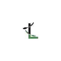 letra l con vector de diseño de icono de logotipo de tenedor y cuchara