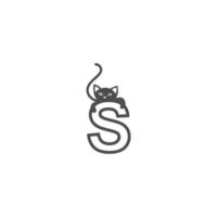 Letter S with black cat icon logo design template vector