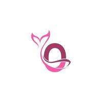 Letter O with mermaid tail icon logo design template vector