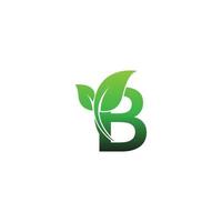 letra b con ilustración de plantilla de diseño de logotipo de icono de hojas verdes vector