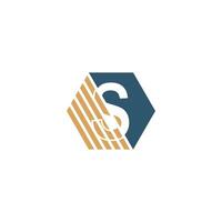 Letter S behind the hexagon with strip design vector