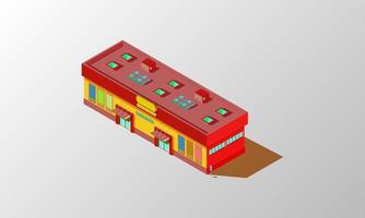 Store buildings isometric icons vector