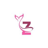 Letter Z with mermaid tail icon logo design template vector