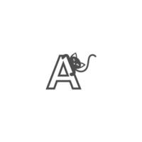 Letter A with black cat icon logo design template vector
