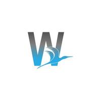 Letter W logo with pelican bird icon design vector