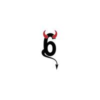 Number 6 with devil's horns and tail icon logo design vector