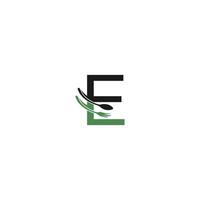 Letter E with fork and spoon logo icon design vector