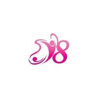 Number 8 butterfly and success human icon logo design illustration vector