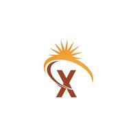 Letter X with sun ray icon logo design template illustration vector