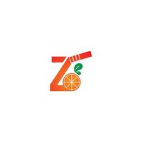 Letter Z with juice orange icon logo design template vector