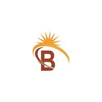 Letter B with sun ray icon logo design template illustration vector