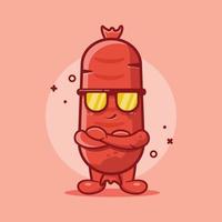 Super cool sausage food character mascot isolated cartoon in flat style design vector