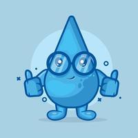 cute water drop character mascot with thumb up hand gesture isolated cartoon in flat style design. great resource for icon,symbol, logo, sticker.