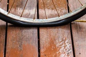 Rusted wheel bicycle flat tire photo