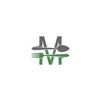 Letter M with fork and spoon logo icon design vector