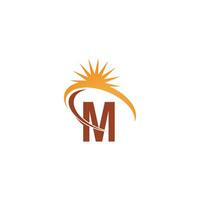 Letter M with sun ray icon logo design template illustration vector