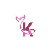 Letter K with mermaid tail icon logo design template vector