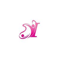 letra i mariposa y éxito humano icono logo diseño ilustración vector