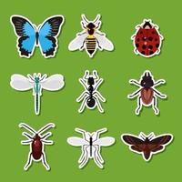 conjunto de pegatinas de insectos de primavera vector