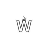 Letter W with black cat icon logo design template vector