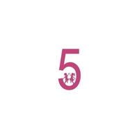 Number 5 and kids icon logo design vector