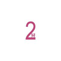 Number 2 and kids icon logo design vector