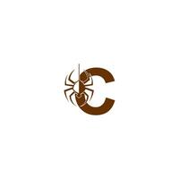 Letter C with spider icon logo design template vector