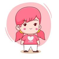 Cute cartoon character of cute girl character isolated background vector